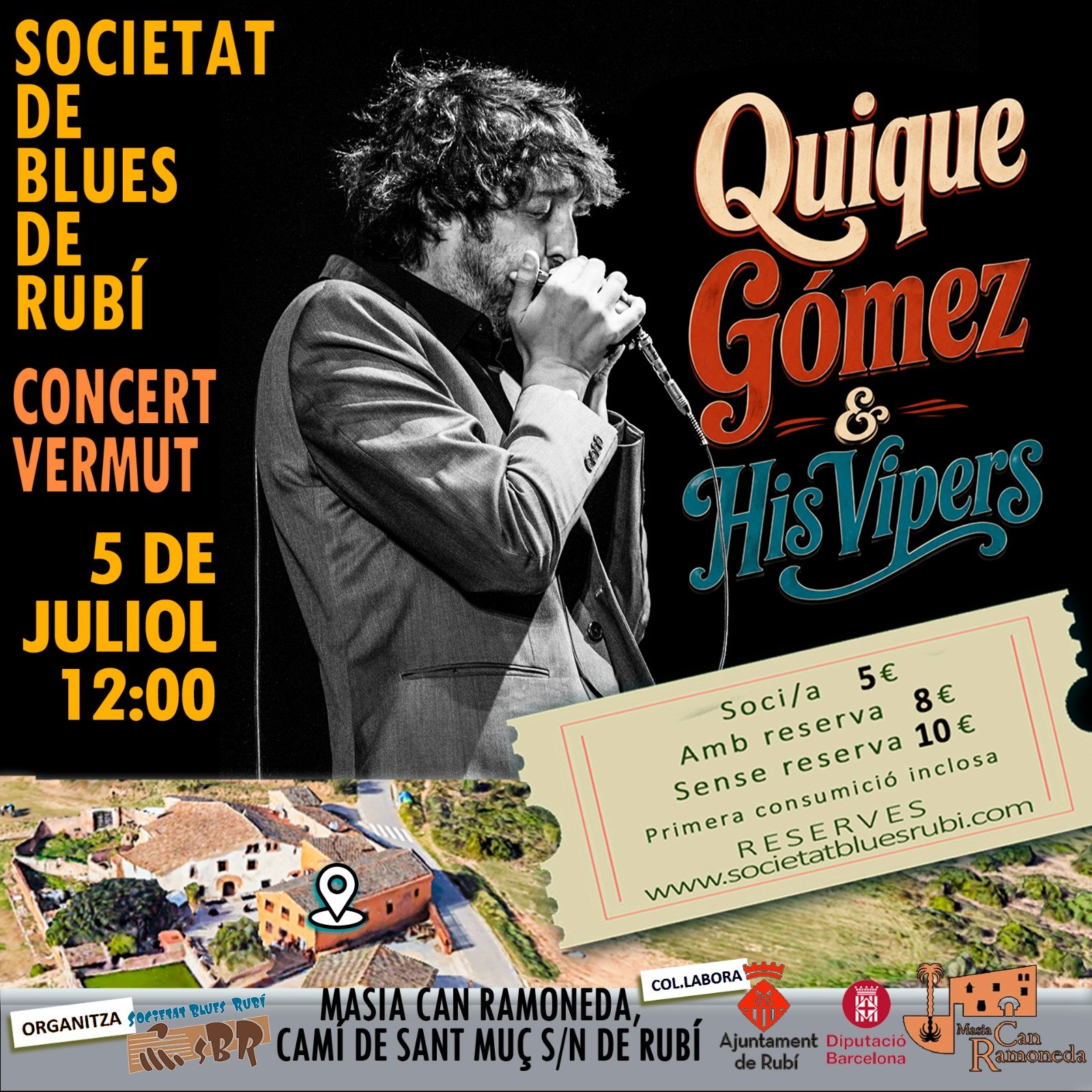 CONCERT VERMUT: Quique Gomez & His Vipers. Diumenge 5/07 a les 12:00h