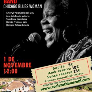 CONCERT ESPECIAL VERMUT: Sheryl Youngblood Band. Diumenge 1/11 a les 12:00h