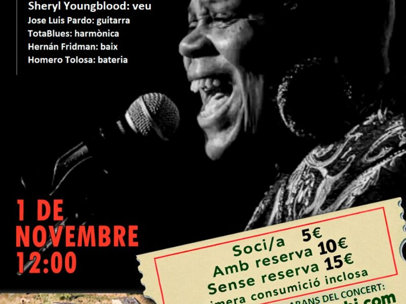 CONCERT ESPECIAL VERMUT: Sheryl Youngblood Band. Diumenge 1/11 a les 12:00h